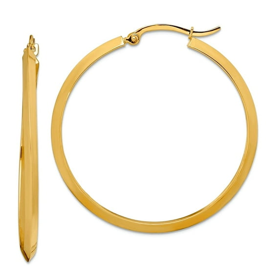 14k Solid Yellow Gold Polished Hoop Earrings 39.25x37.75mm Wide 2.25mm Thick Hoop Earring for Women