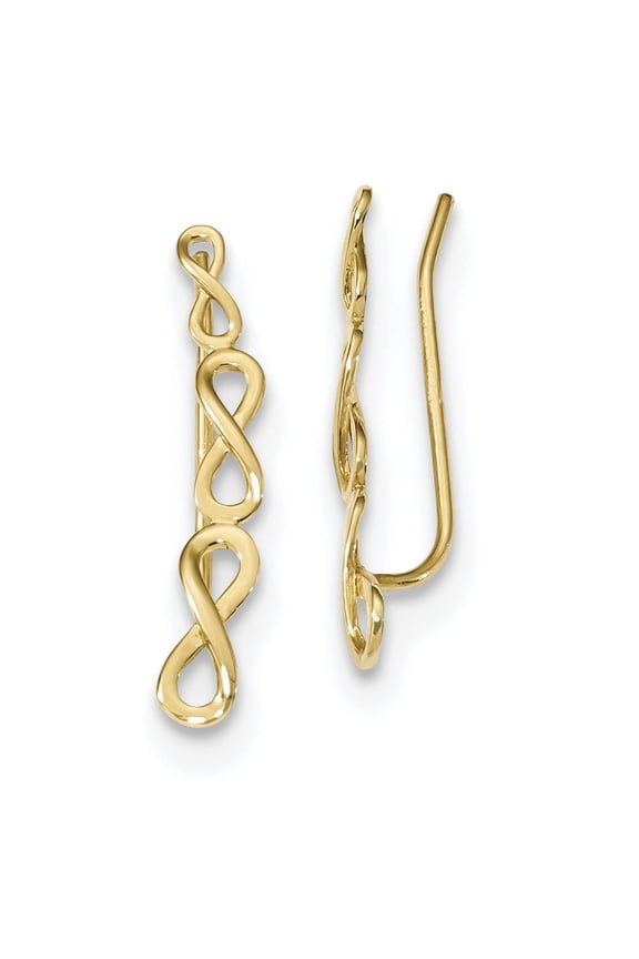 14k Gold Polished Infinity Ear Climber Earrings 14k Yellow Gold Earrings