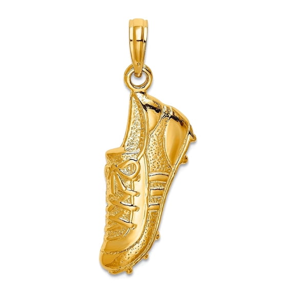 14k Solid Yellow Gold Polished Jogging Shoe Pendant Necklace 22x9.3mm Wide 2.7mm Thick Pendant for Women