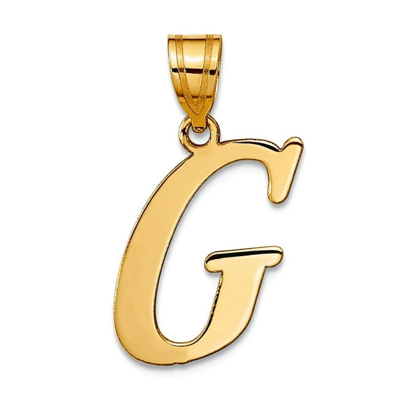 14k Gold Polished Letter G Initial Pendant Necklace Pendant for Women - .6 Grams