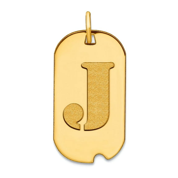 14k Gold Polished Letter J Initial Animal Pet Dog Tag Pendant Necklace 24.6x13.19mm Wide Pendant for Women