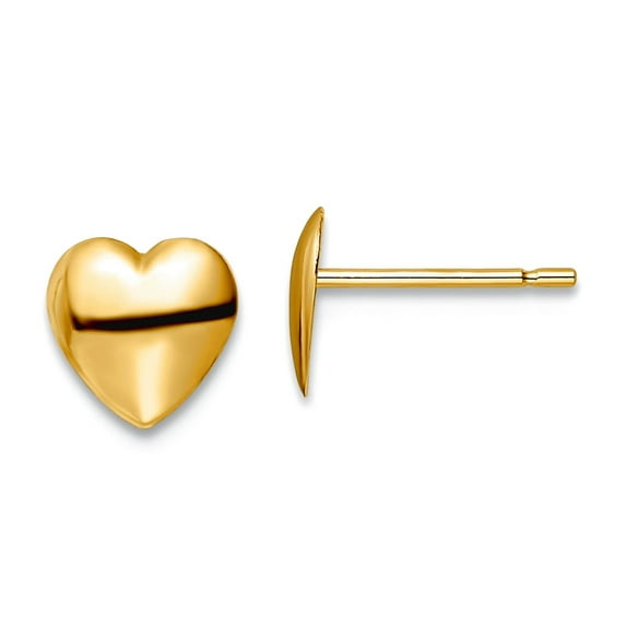 14k Gold Polished Love Heart Post Earrings 6.25x6.25mm Wide Stud Earring for Women - .2 Grams