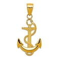 thumbnail image 1 of 14k Gold Polished Nautical Ship Mariner Anchor With Textured Rope Charm 32.5mm long Pendant Necklace for Women, 1 of 2