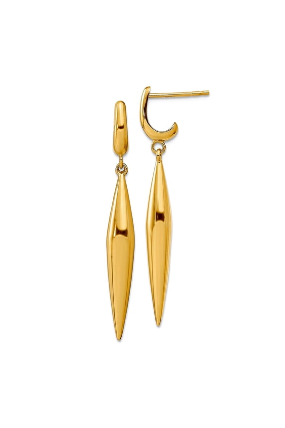 14k Gold Polished Post Long Drop Dangle Earrings 41.6x4.8mm Wide Dangle Earring for Women