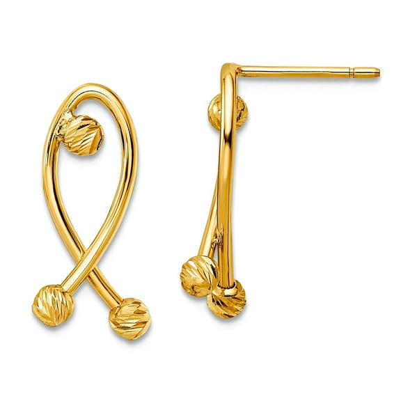 14k Gold Polished Sparkle-Cut Fancy Post Earrings 18.75x8.25mm Wide Stud Earring for Women