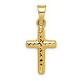 thumbnail image 1 of 14k Gold Polished Sparkle-Cut Reversible Puffed Religious Faith Cross Pendant Necklace 19.4x8.74mm Wide 2.6mm Thick Pend, 1 of 2