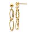 thumbnail image 1 of 14k Gold Polished Textured Post Dangle Earrings, 1 of 1