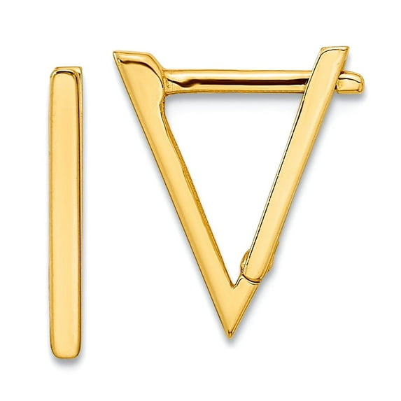 14k Gold Polished Triangle Hoop Earrings 15x11.37mm Wide 1.6mm Thick Hoop Earring for Women
