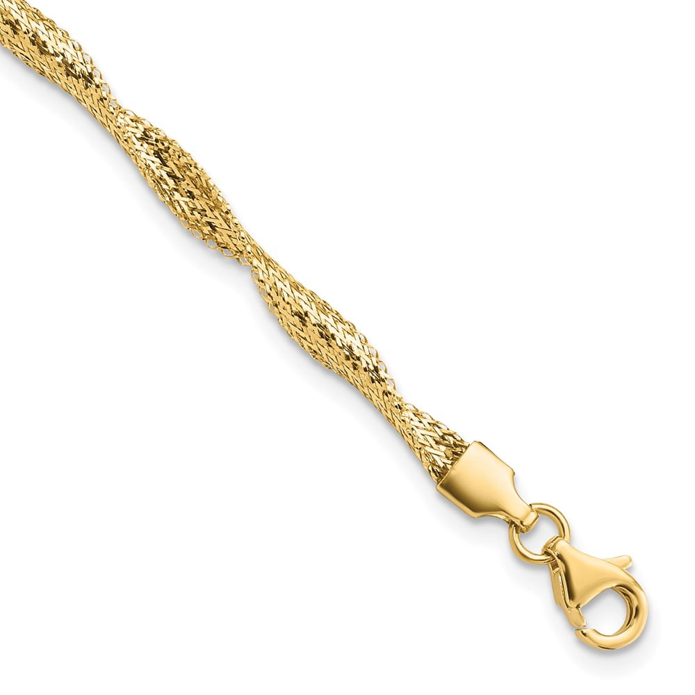 14k Gold Polished Twisted Stretch Bracelet