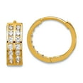 thumbnail image 1 of 14k Solid Yellow Gold Polished Two Row Cubic Zirconia 4mm Hinged Hoop Earrings 11.1x11.9mm Wide 3.7mm Thick Hoop Earring, 1 of 2