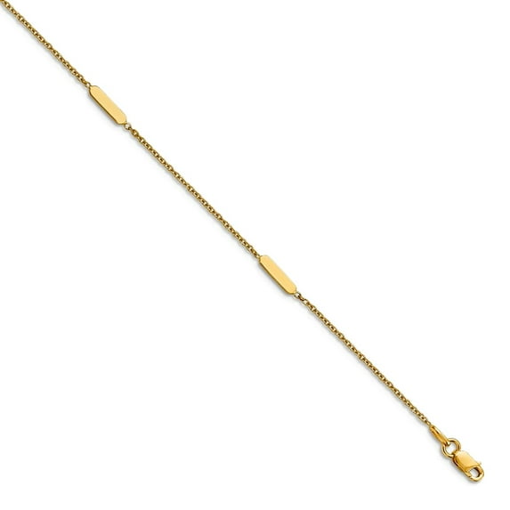 14k Gold Polished With 1 In Ext. Anklet 10 Inch Anklet for Women - 2.3 Grams