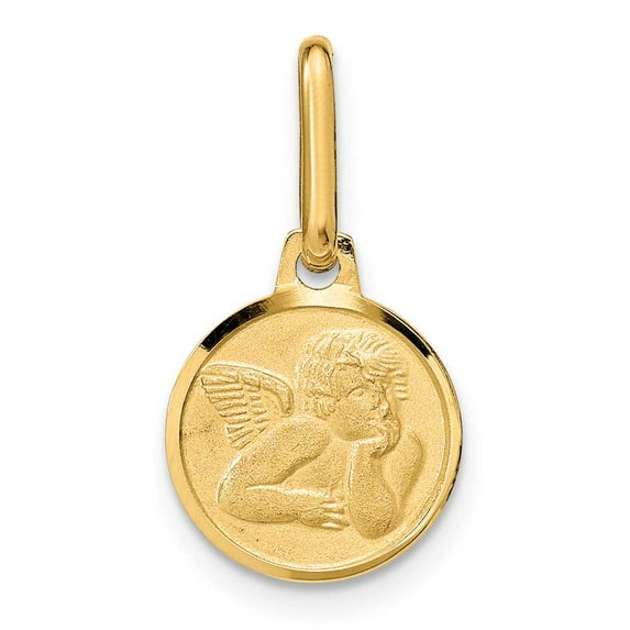 Finest Gold 14K Polished & Matte Angel Pendant