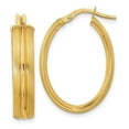 thumbnail image 1 of 14k Gold Polished and Satin Oval Hoop Earrings, 1 of 2