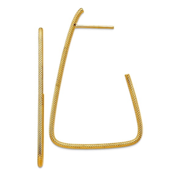 14k Solid Yellow Gold Polished and Textured Fancy Post Long Drop Dangle Earrings Dangle Earring for Women