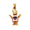thumbnail image 1 of 14k Solid Gold Purple Love Heart Pendant Necklace 1 Inch Long Pendant for Women, 1 of 2