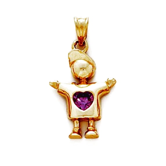 14k Solid Gold Purple Love Heart Pendant Necklace 1 Inch Long Pendant for Women