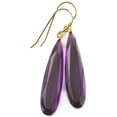 thumbnail image 1 of 14k Gold Purple Simulated Amethyst Earrings Long Narrow Faceted Teardrops Simple Drops 2 Inch for Adult Women, 1 of 5