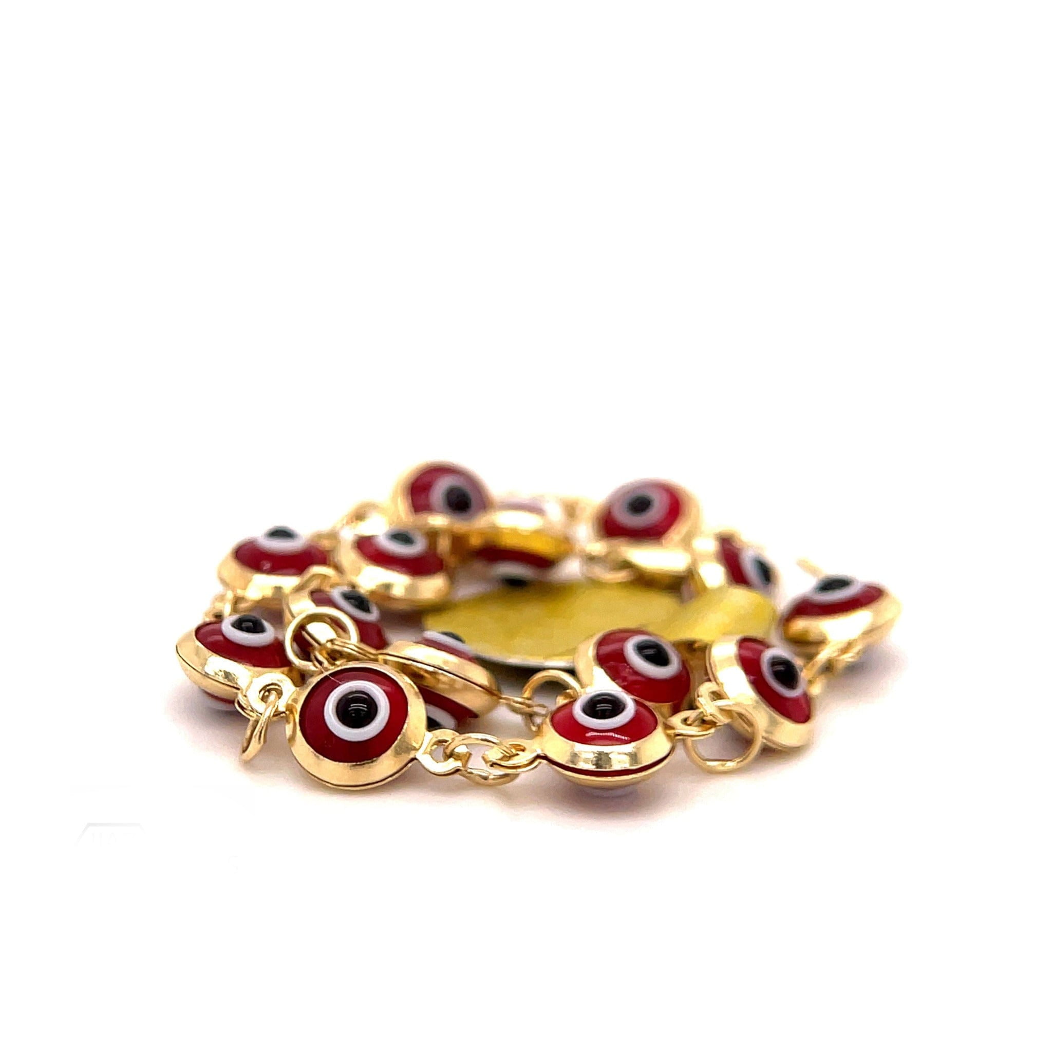 Ijaz Jewelers 14k Gold Red Ojo Evil Eye Bracelet, Yellow, inch - Main Image
