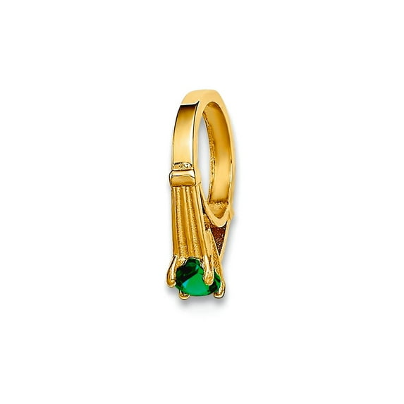 14k Solid Gold Ring With Dark Green Glass Stone Charm 6.6mm Wide Pendant Necklace for Women