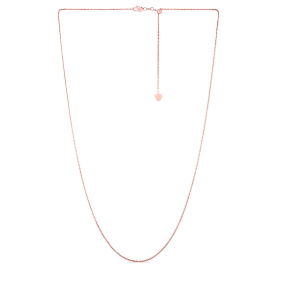 14k Gold Rose Finish 1.05mm Shiny Oval Adjustable Round Wheat Chain Necklace With Lobster Clasp 22 Chain Necklace for Wo