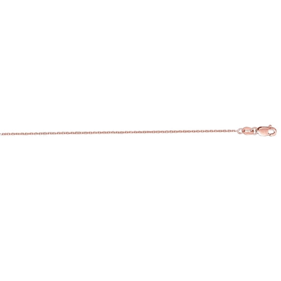 14k Gold Rose Finish 1.28mm Sparkle-Cut Classic Cable Chain Necklace With Lobster Clasp 20 Inch Chain Necklace for Women