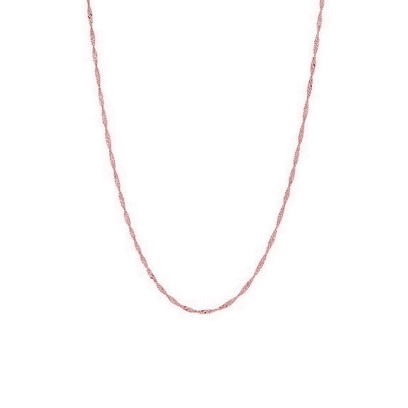 Ritastephens Rose Pink Sparkle 14k Rose Gold Singapore Chain Necklace, 0.85 mm, 20 Inches
