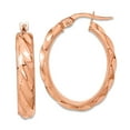thumbnail image 1 of 14k Gold Rose Polished and Twisted Oval Hoop Earrings 25.4x19.3mm Wide 4.75mm Thick Hoop Earring for Women, 1 of 2