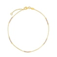 thumbnail image 1 of 14k Gold Rose Yellow White Finish Sparkle-Cut Fancy Stationed Bead Anklet Lobster Clasp 10 Inch Anklet for Women, 1 of 2