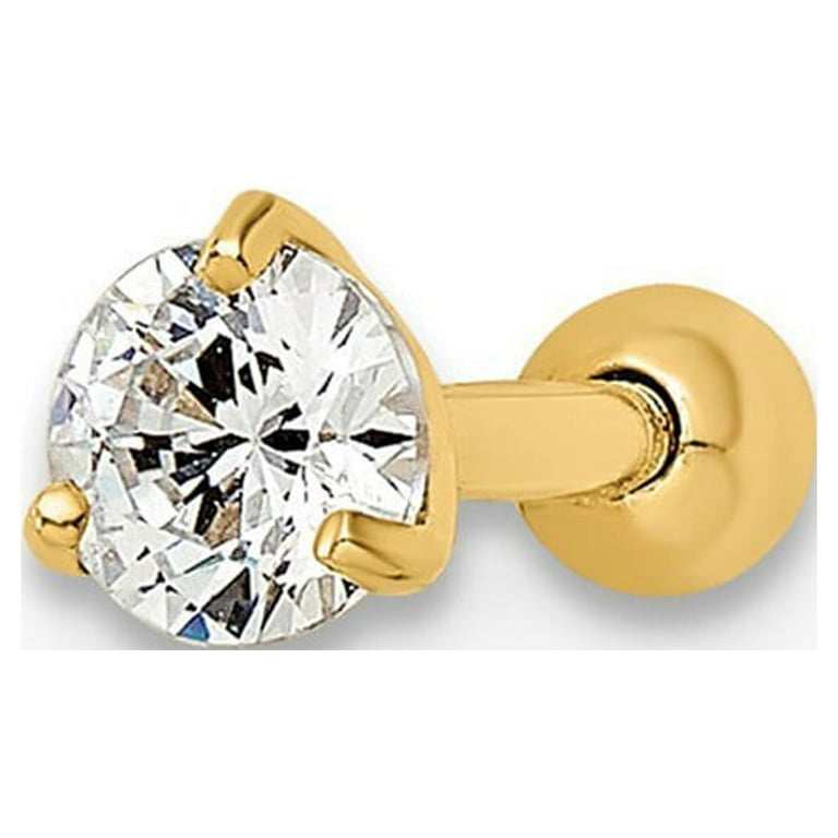 14k Yellow Gold Round CZ Labret Stud 14k Yellow Gold Round CZ Labret Stud