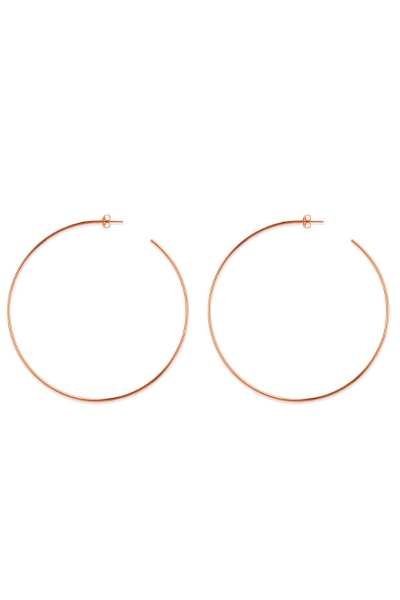 14k Gold Round Large Hoop Earrings, Diameter 60 mm