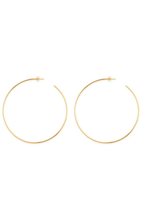 14k Gold Round Large Hoop Earrings, Diameter 60 mm