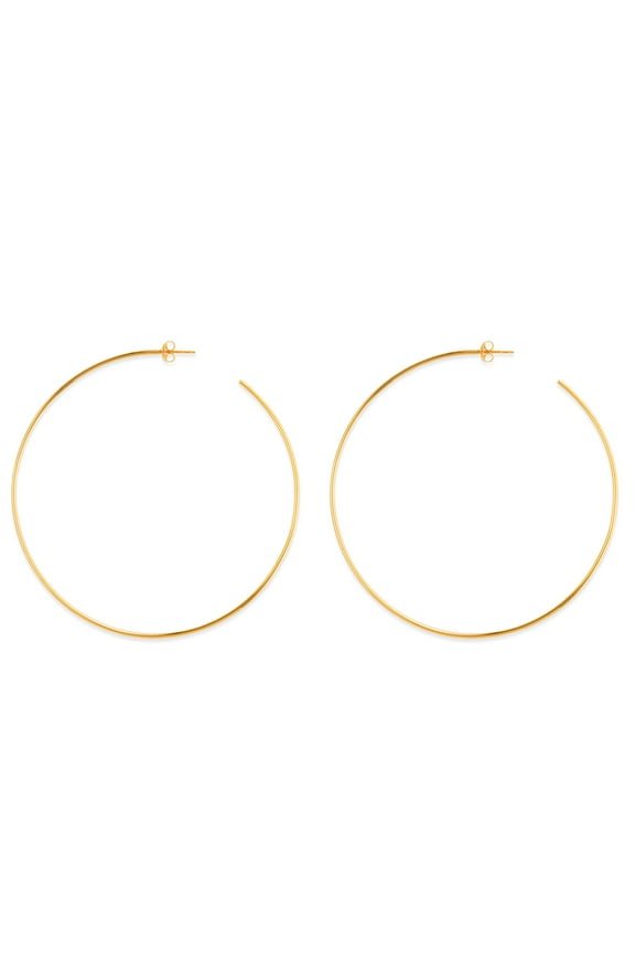 14k Gold Round Large Hoop Earrings, Diameter 90 mm