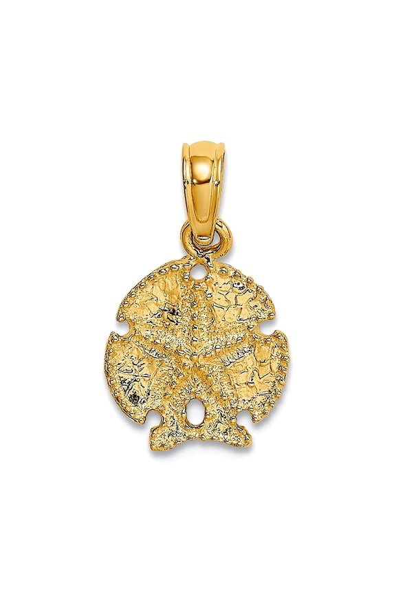 14k Gold Sand Dollar With Star 2-d Charm 15x9.8mm Wide 1.6mm Thick Pendant Necklace for Women