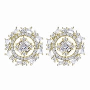 Amy and Annette 14K Gold Plated over Sterling Silver Shooting Star Stud Earrings with Crystals