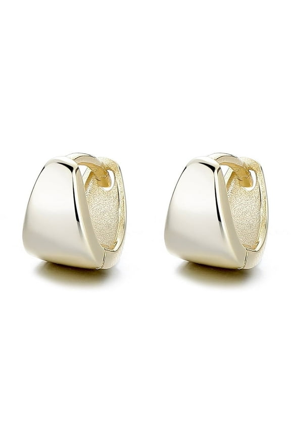 14k Gold Plated Solid Huggie Earring over Sterling Silver