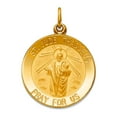 thumbnail image 1 of 14k Yellow Gold Solid Polished Satin Small Round St. Jude Thaddeus Medal Pendant Necklace 25x18mm Wide Pendant for Women, 1 of 2