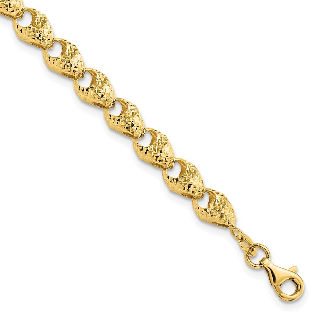 YELLOW GOLD FANCY DIAMOND CUT LINK BRACELET - Howard's Jewelry Center