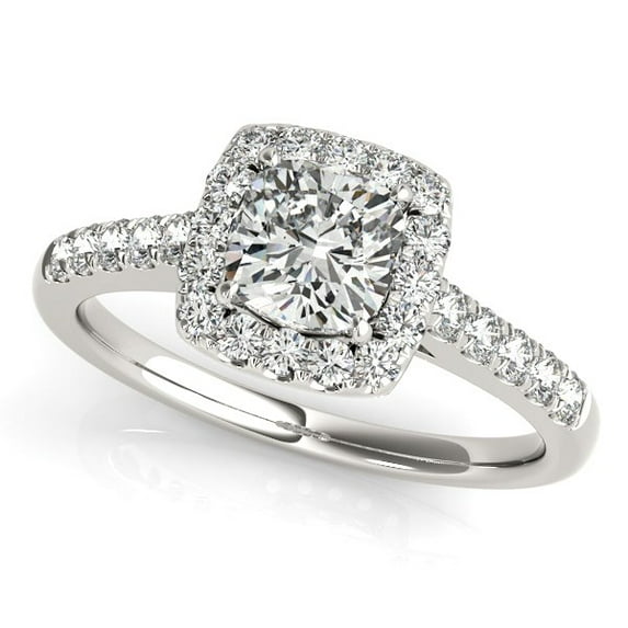 14k Gold Square Outer Shape Round Diamond Engmt Ring 3/4 cttw SZ 5.5
