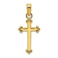 thumbnail image 1 of 14k Gold Stick Religious Faith Cross With 3 Ball Tips High Polish 15.75mm long Pendant Necklace for Women, 1 of 2