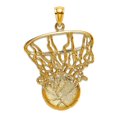 thumbnail image 1 of 14k Gold Swoosh Basketball and Net Charm 28.9x25.1mm Wide 2.6mm Thick Pendant Necklace for Women, 1 of 2
