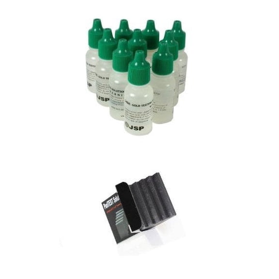 14k Gold Testing Acid 10 Bottles Plus Box of PuriTEST Deluxe Test Stones