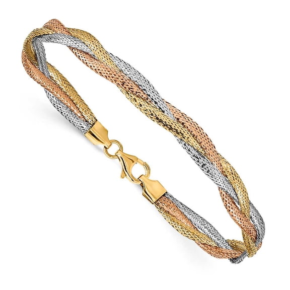 14k w/ Wht Rhodium and Rose Gold-plating Stretch Bracelet