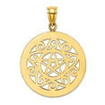 thumbnail image 1 of 14k Gold Tribal Star In Round Frame Gate Jewelry Charm 22.8mm long 0.5mm Thick Pendant Necklace for Women, 1 of 2