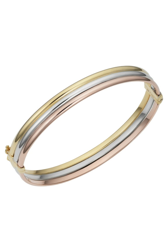 KoolJewelry 14k Gold Tricolor Triple Bangle Bracelet (7.5 inch)
