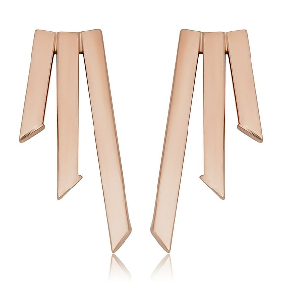 KoolJewelry 14k Gold Triple Bar Earrings