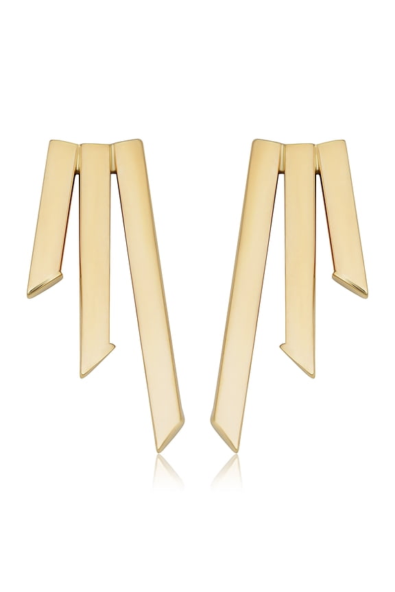 KoolJewelry 14k Gold Triple Bar Earrings