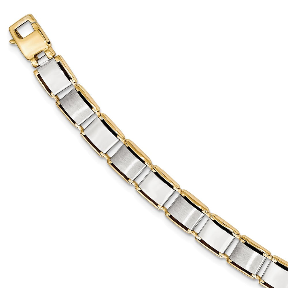14k Two-Tone Polished and Brushed Fancy Link Bracelet並行輸入品 Leslie\u0027s 14k Tri-color Polished and Brushed Link Bracelet | Priddy