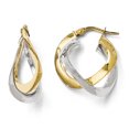 thumbnail image 1 of 14k Gold Two-Tone Polished Twisted Double Hoop Earrings, 1 of 3