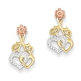thumbnail image 1 of 14k Two-tone w/White Rhodium Hearts and Flower Post Earrings TE900, 1 of 3