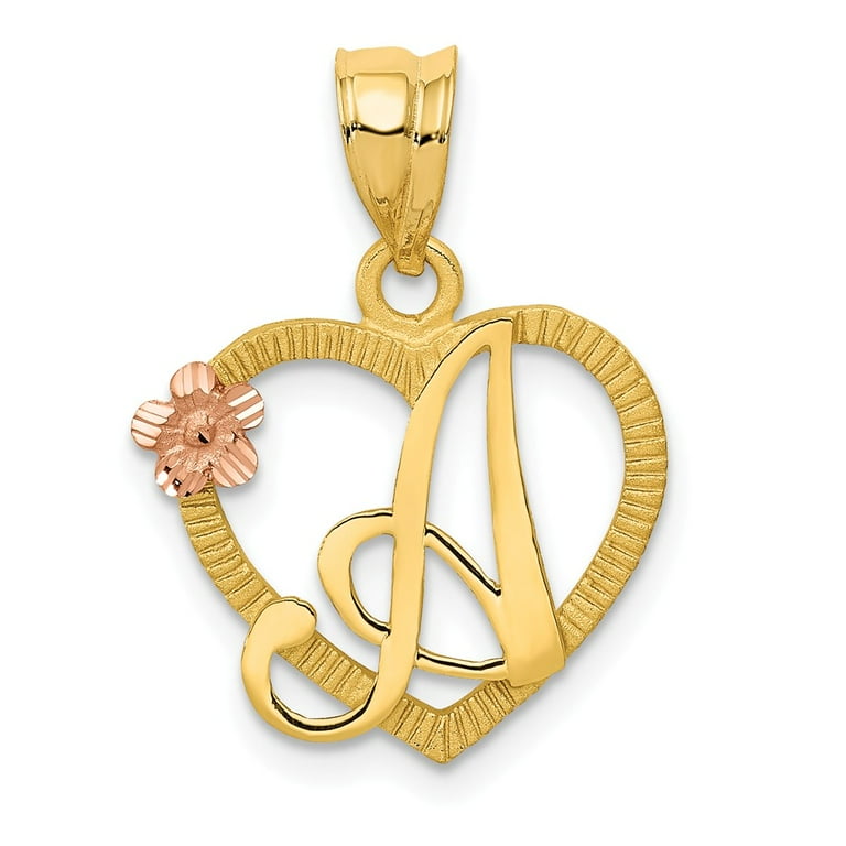 Walmart 14k Real Gold Two-tone Heart Letter A Initial Pendant